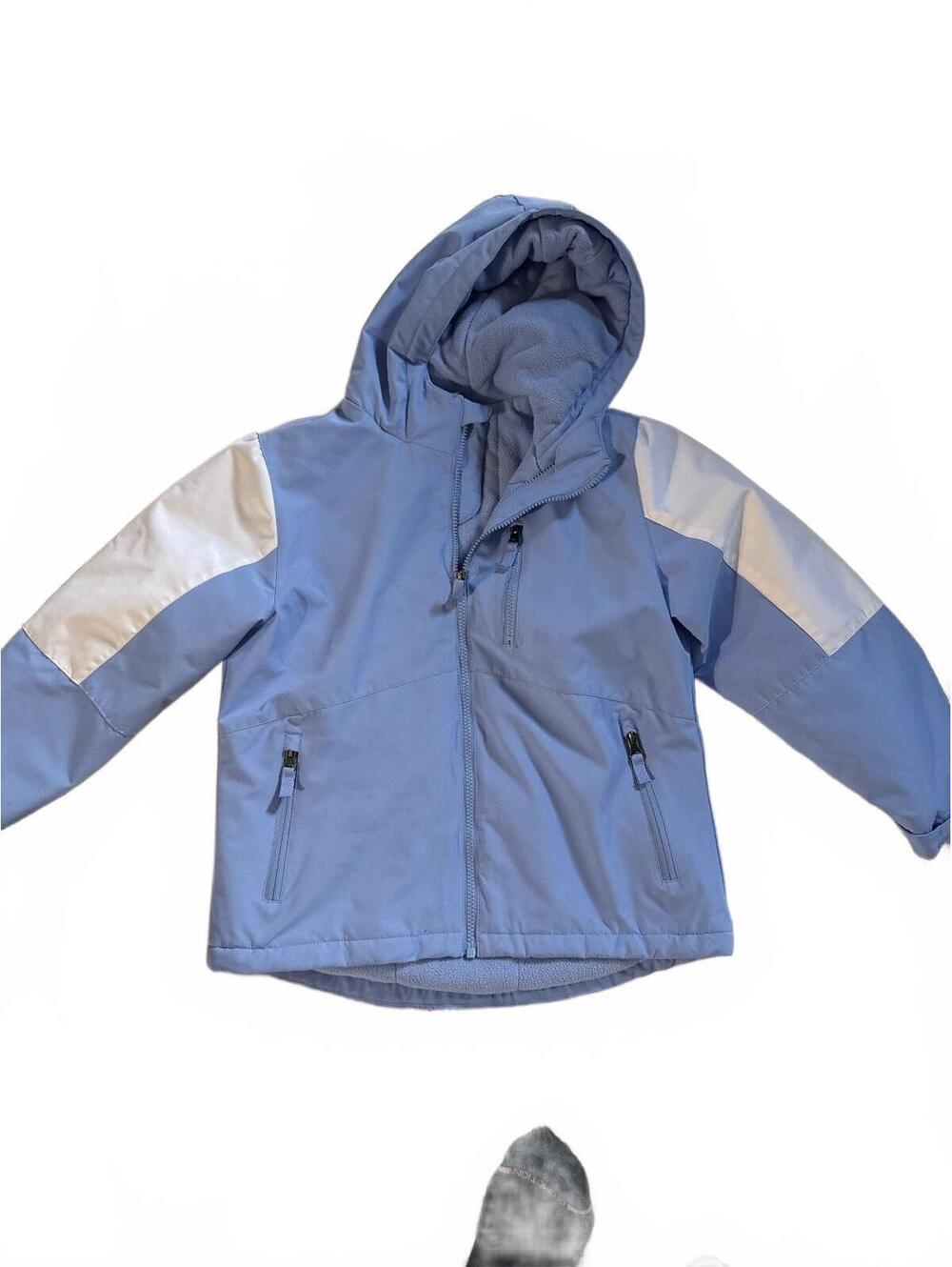 SwissTech Kids' Light Blue Hooded Winter Jacket Size M (7-8) with White Sleeve P